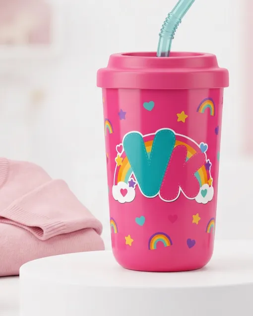 Copo infantil rosa e moletom rosa Vicente Kids